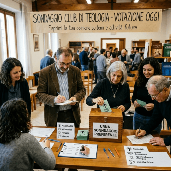 People participating in a theology club survey and preference voting event